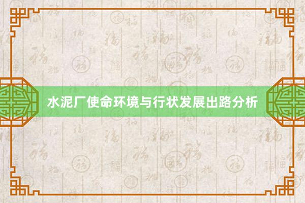 水泥厂使命环境与行状发展出路分析